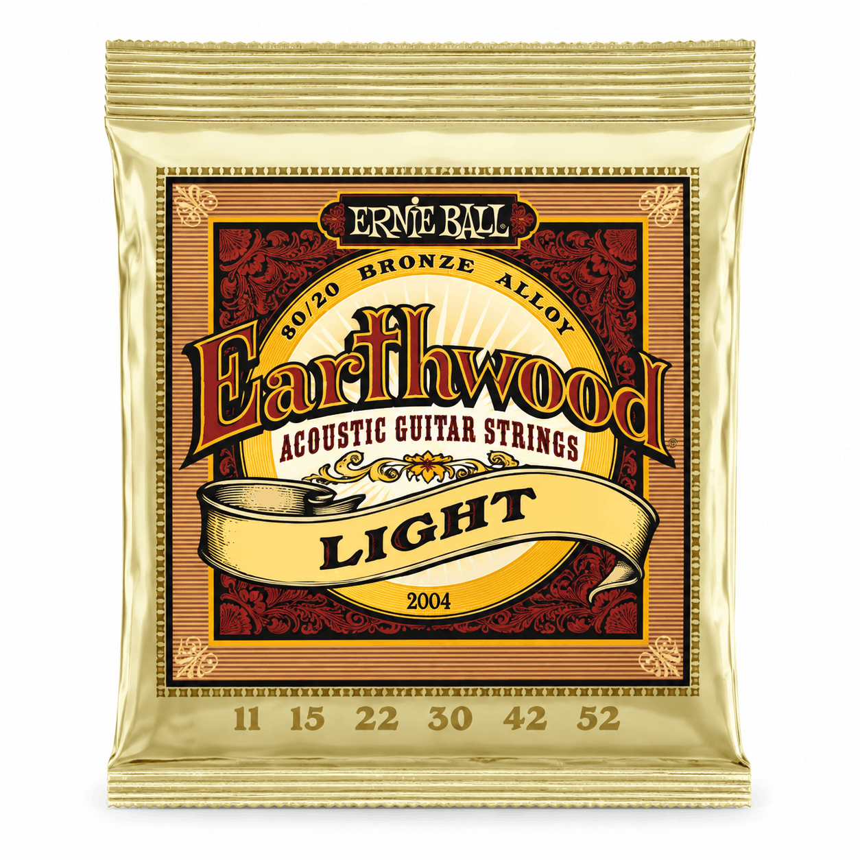Ernie Ball 2004 Earthwood 80/20 Bronze Light Acoustic Guitar Strings 11-52